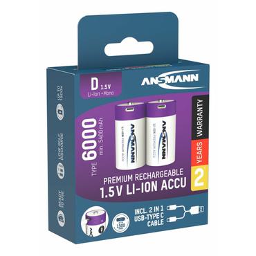 Ansmann 1314-0005 husholdningsbatteri Genopladeligt batteri D Lithium-Ion (Li-Ion)