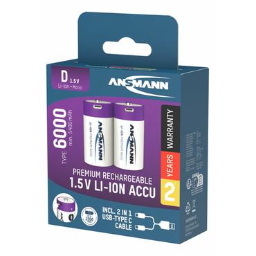 Ansmann 1314-0005 husholdningsbatteri Genopladeligt batteri D Lithium-Ion (Li-Ion)