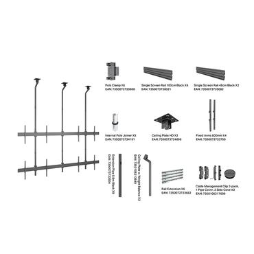 Multibrackets M Pro MBC2X2UGC monteringssats - f&ouml;r 4 LCD/plasmapaneler - 3 m l&aring;ng - svart
