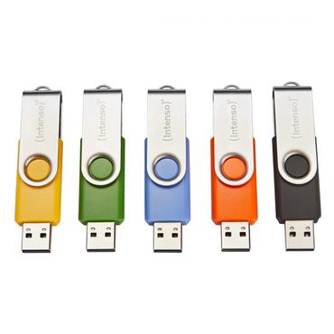 Intenso Basic Line, 8 GB, USB Type-A, 2.0, 28 MB/s, Svirvel, Sort, Blå, Grøn, Orange, Gul
