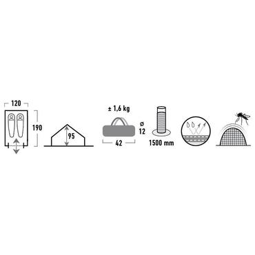 High Peak Namiot Minipack 2 2 person(er) Bl&aring;, Gr&oslash;n Kantet telt