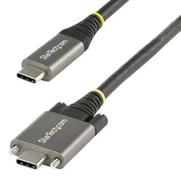 StarTech.com 50 cm sidoskruvl&aring;sande USB C-kabel 10&nbsp;Gbit/s - USB 3.1/3.2 Gen 2 Type-C kabel - 100W (5A) Power Delivery-laddning, DP alt-l&auml;ge - Dubbel skruvl&aring;sning - USB-C-kabel ladda/synkronisera - USB typ C-kabel - 24 pin USB-C till 24 pin USB-C - 50 cm