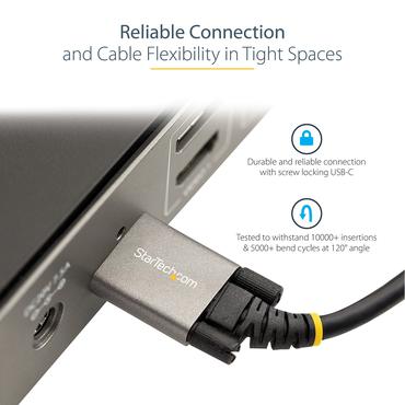 StarTech.com 50 cm sidoskruvl&aring;sande USB C-kabel 10&nbsp;Gbit/s - USB 3.1/3.2 Gen 2 Type-C kabel - 100W (5A) Power Delivery-laddning, DP alt-l&auml;ge - Dubbel skruvl&aring;sning - USB-C-kabel ladda/synkronisera - USB typ C-kabel - 24 pin USB-C till 24 pin USB-C - 50 cm