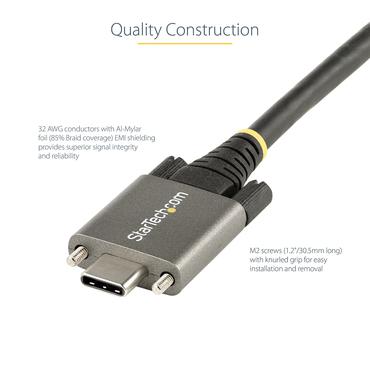 StarTech.com 50 cm sidoskruvl&aring;sande USB C-kabel 10&nbsp;Gbit/s - USB 3.1/3.2 Gen 2 Type-C kabel - 100W (5A) Power Delivery-laddning, DP alt-l&auml;ge - Dubbel skruvl&aring;sning - USB-C-kabel ladda/synkronisera - USB typ C-kabel - 24 pin USB-C till 24 pin USB-C - 50 cm