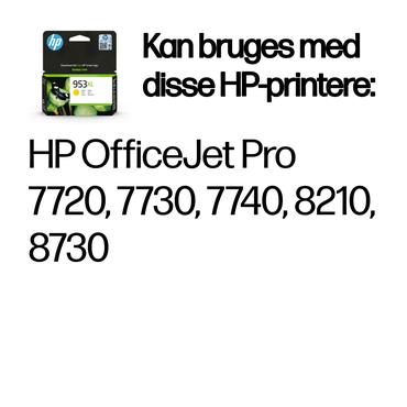 HP Original 953XL-blækpatron med høj kapacitet, gul
