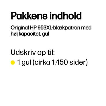 HP Original 953XL-blækpatron med høj kapacitet, gul