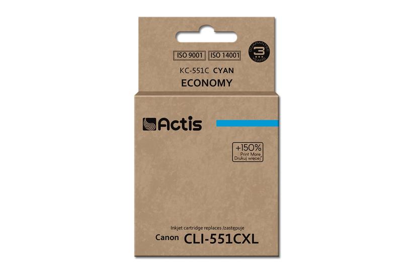 Actis KC-551C bl&aelig;k (Canon CLI-551C erstatning; Standard; 12 ml; bl&aring;)