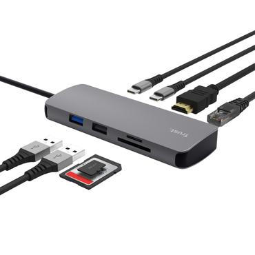 Trust 25672 interface hub USB Type-C Grå