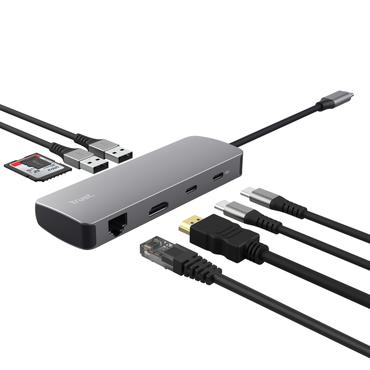 Trust 25672 interface hub USB Type-C Grå