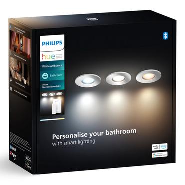 Philips Hue White Amb. Adore Einbausp rund silber 3x350lm DS