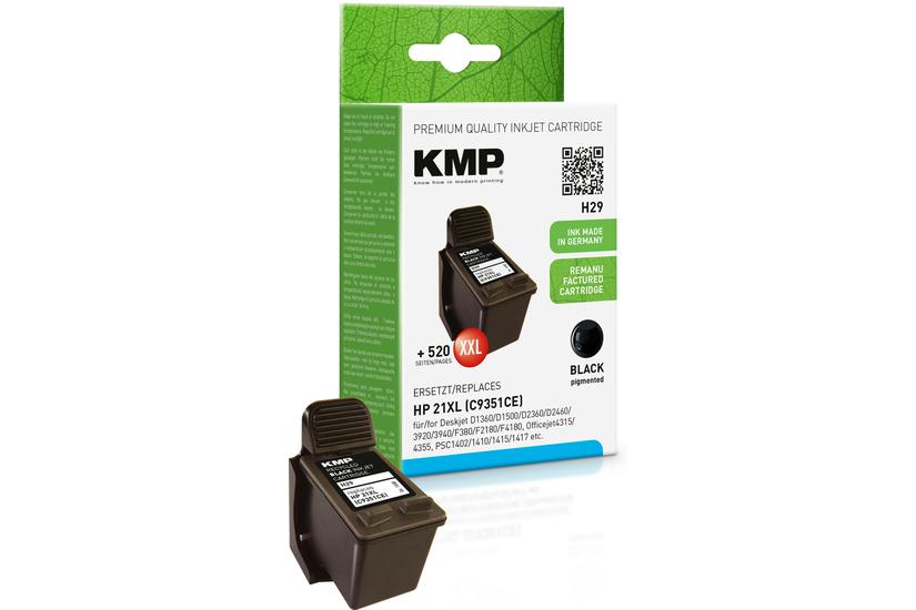 KMP H29 - H&ouml;gtydende - sort - bl&aelig;kpatron (alternativ till: HP 21XL, HP C9351CE)