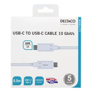 DELTACO USBC-1126M - USB typ C-kabel - 24 pin USB-C till 24 pin USB-C - 50 cm
