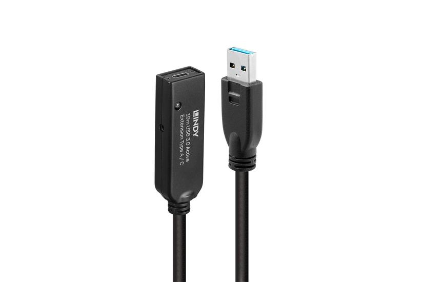 Lindy 10m USB 3.0 Aktivverl&auml;ngerung Typ A an C 10m Verl&auml;ngerung f&uuml;r ein USB Typ C Ger&auml;t an einem USB Typ A Computer (43376)