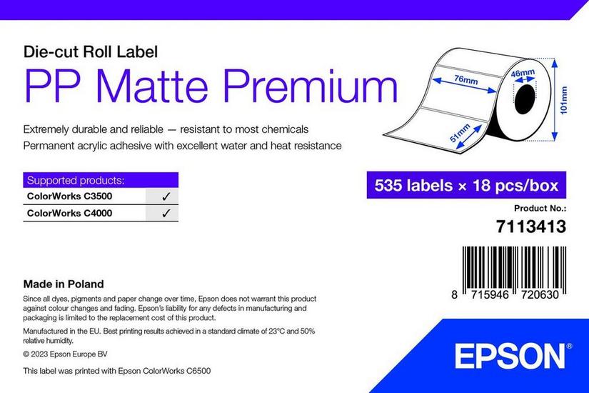 Epson Premium - matrisskurna etiketter - matt - 9630 etikett (er) - 76 x 51 mm