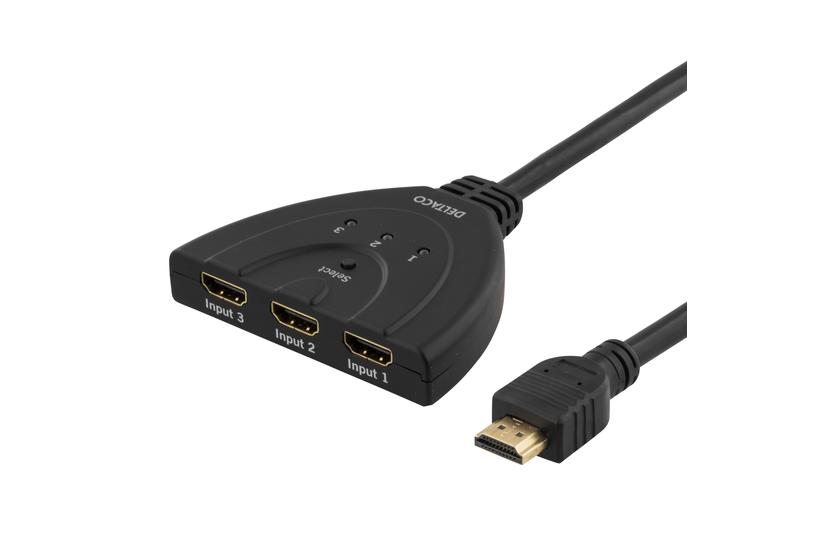 DELTACO HDMI-7001 - video-/ljudomkopplare - 3 portar