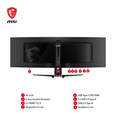 MSI MPG 491CQPDE QD-OLED sk&auml;rm - 49" - 0,03ms - Dual Quad HD 5120x1440 vid 144Hz