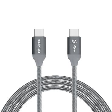 nevox 1653 USB-kabel USB 2.0 1 m USB C Gr&aring;, S&oslash;lv