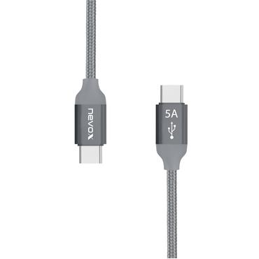 nevox 1653 USB-kabel USB 2.0 1 m USB C Gr&aring;, S&oslash;lv