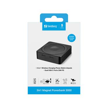 Sandberg 421-28 powerbank 5000 mAh Trådløs opladning Sort
