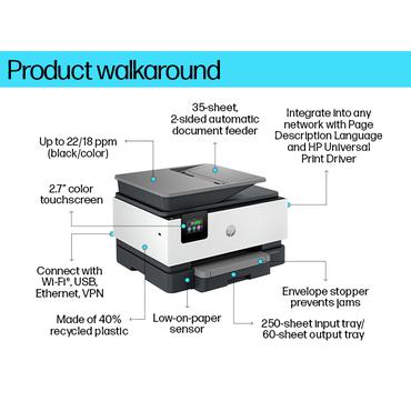 HP Officejet Pro 9120b All-in-One - multifunktionsprinter - farve