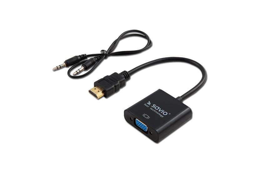 SAVIO CL-23/B - videokort - HDMI/VGA/ljud - 50 cm