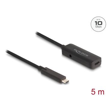 Delock - USB typ C-f&ouml;rl&auml;ngningskabel - 24 pin USB-C till USB-C/DC-str&ouml;muttag - 5 m