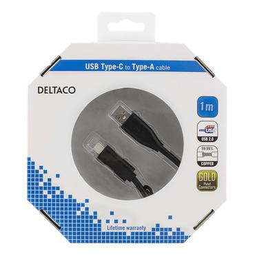 DELTACO - USB Type-C kabel - USB til 24 pin USB-C - 1 m