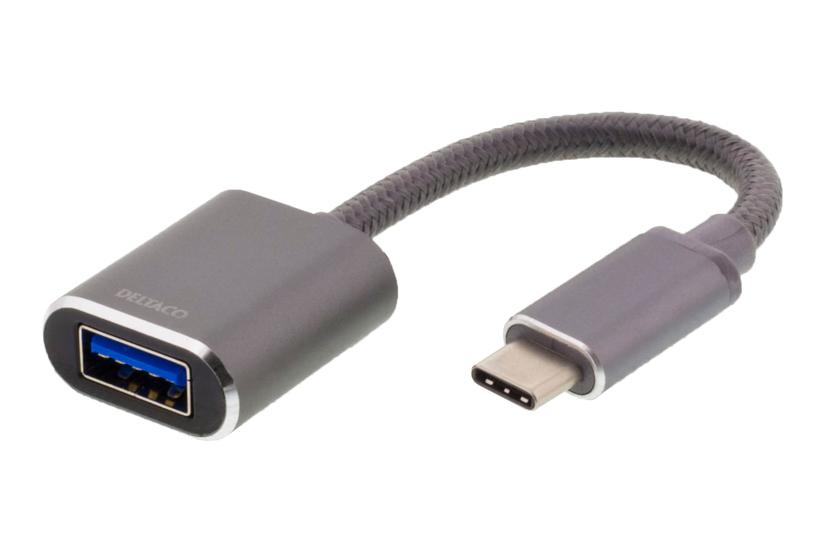 DELTACO - USB typ C-adapter - 24 pin USB-C till USB typ A - 11 cm