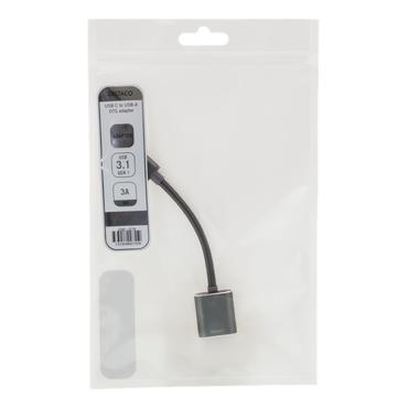 DELTACO - USB typ C-adapter - 24 pin USB-C till USB typ A - 11 cm