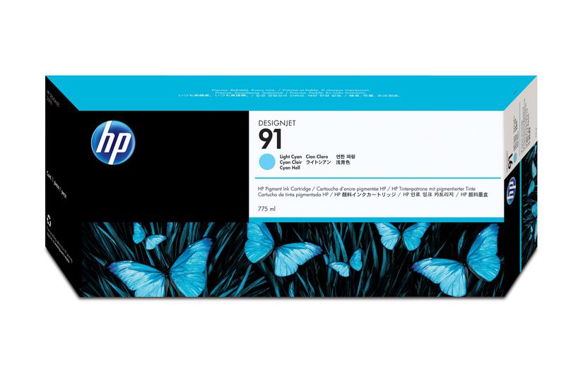 HP 91 - ljus cyan - original - DesignJet - bl&auml;ckpatron