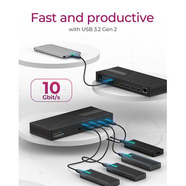 ICY BOX IB-DK2246AC - dockingstation - USB-C 3.2 Gen 2 / Thunderbolt 3 / Thunderbolt 4 - 2 x DP, 3 x HDMI - 1GbE