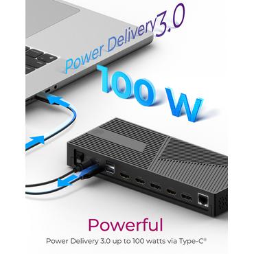 ICY BOX IB-DK2246AC - dockingstation - USB-C 3.2 Gen 2 / Thunderbolt 3 / Thunderbolt 4 - 2 x DP, 3 x HDMI - 1GbE