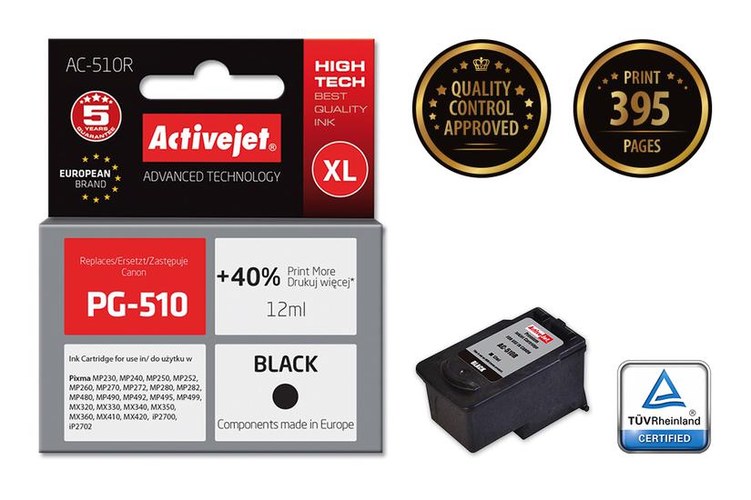 Activejet AC-510R Ink (erstatning for Canon PG-510; Premium; 12 ml; sort)