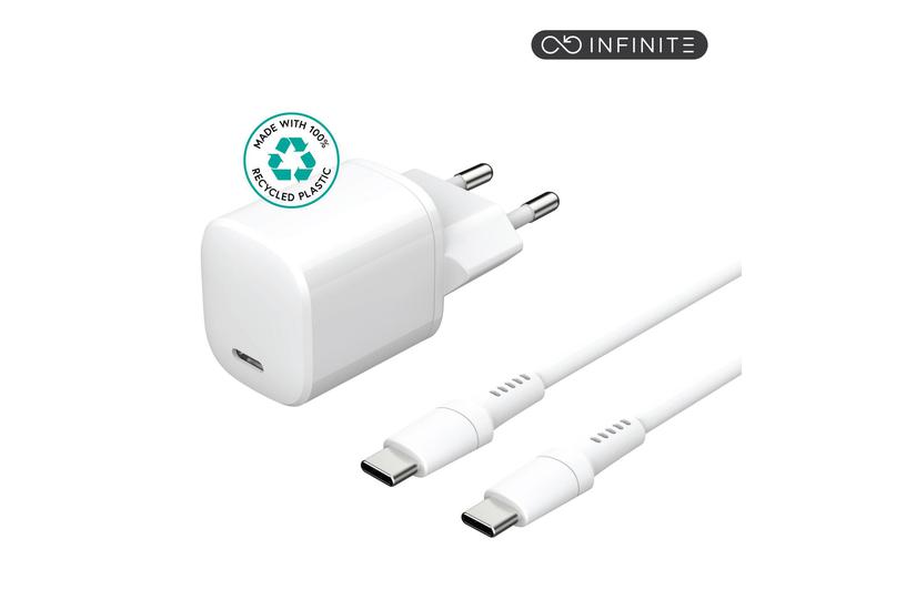 eSTUFF INFINITE strømforsyningsadapter - EU plug, USB-C to USB-C cable, 1.5 m - 24 pin USB-C - 20 Watt