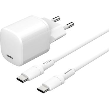 eSTUFF INFINITE strømforsyningsadapter - EU plug, USB-C to USB-C cable, 1.5 m - 24 pin USB-C - 20 Watt