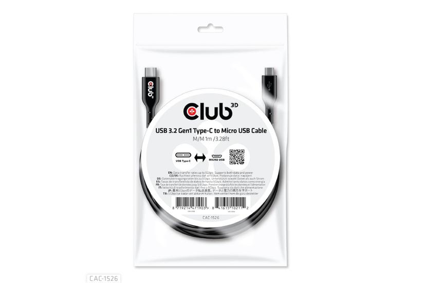 Club 3D - USB typ C-kabel - 24 pin USB-C till mikro-USB typ B - 1 m