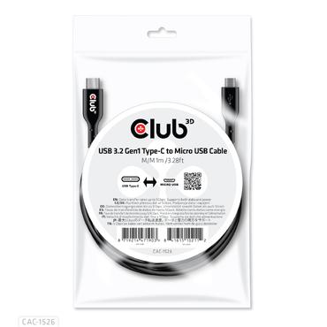Club 3D - USB typ C-kabel - 24 pin USB-C till mikro-USB typ B - 1 m