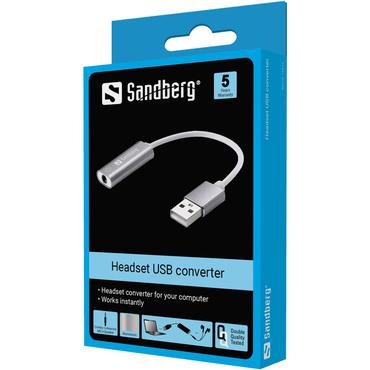 Sandberg lydkort - 1 x headset - minitelefon 3,5 mm 4-pæl - ekstern
