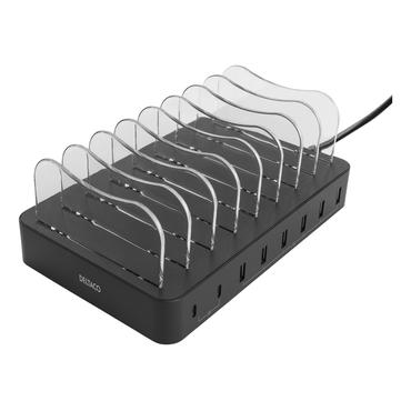 DELTACO DPS-0201 laddningsstation - 6 x USB, 2 x USB-C - 75 Watt