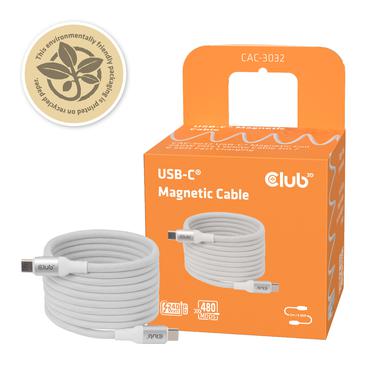 CLUB3D CLUB 3D USB-C Magnetic-Coil Cable White USB-kabel 2 m USB C Hvid