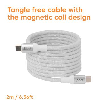 CLUB3D CLUB 3D USB-C Magnetic-Coil Cable White USB-kabel 2 m USB C Hvid