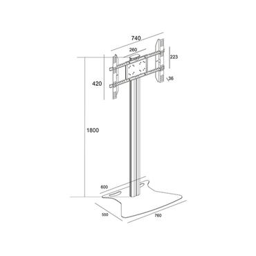 Multibrackets M Display Stand 180 Flight Case Single w. Floorbase stativ