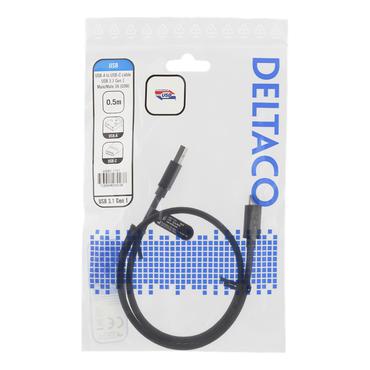DELTACO - USB typ C-kabel - USB typ A till 24 pin USB-C - 50 cm