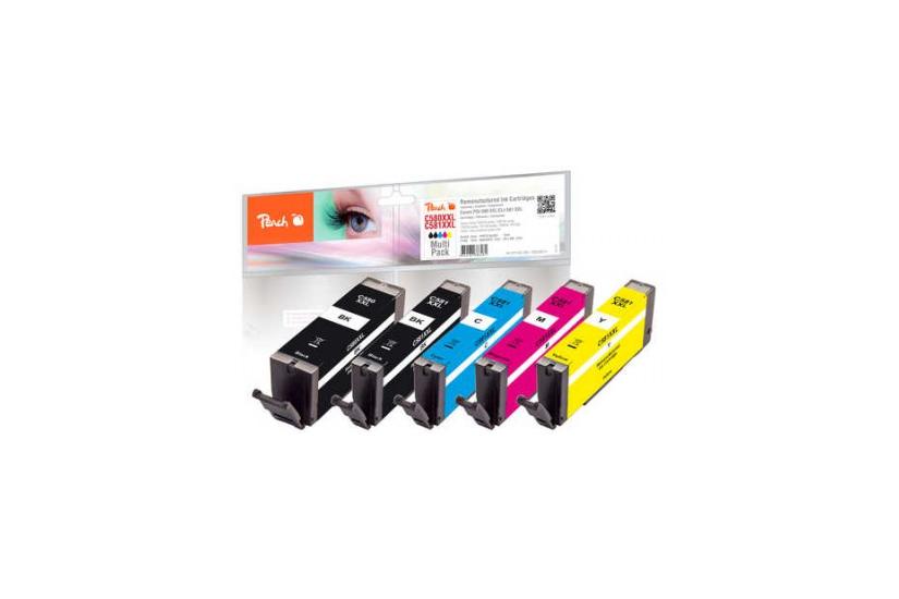 Peach PI100-396 bl&aelig;kpatron 5 stk Kompatibel Ekstra (Super) h&oslash;jt udbytte Sort, Bl&aring;, Magenta, Foto sort, Gul