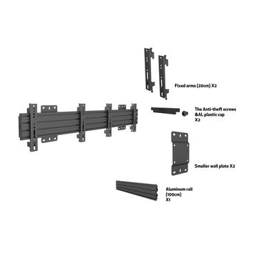 Multibrackets PRO Series M Wallmount Pro MBW2U Fixed 200 - konsol - för 2 LCD-bildskärmar - svart