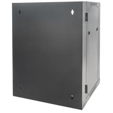 Intellinet n&auml;tverkssk&aring;p, v&auml;ggf&auml;ste (dubbel sektion g&aring;ngj&auml;rnssv&auml;ng ut), 15U, Anv&auml;ndbart djup 425 mm/bredd 540 mm, svart, monterat, max 30 kg, sv&auml;nger ut f&ouml;r &aring;tkomst till baksidan av sk&aring;pet n&auml;r det monteras p&aring; v&auml;ggen, 19", delar f&ouml;r v&auml;gginstallation (t.ex. skruvar/rawlpluggar) 