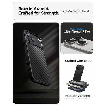 Spigen Enzo Aramid T (MagFit) mobiltelefon etui 16 cm (6.3") Cover Sort
