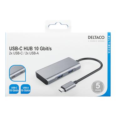 DELTACO USBC-HUB201 - hub - 4 porte