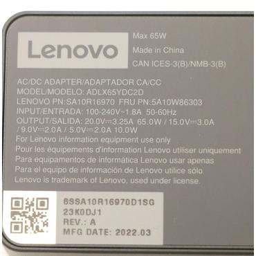 Lenovo ACADAPTER PD65W20/15/9/5V2PWWDEL