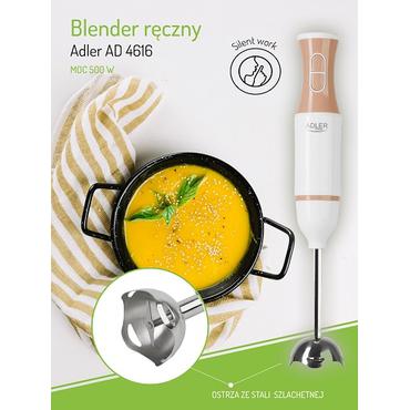 Adler AD 4616 blender 0 L Nedsænkning blender 500 W Rustfrit stål, Hvid